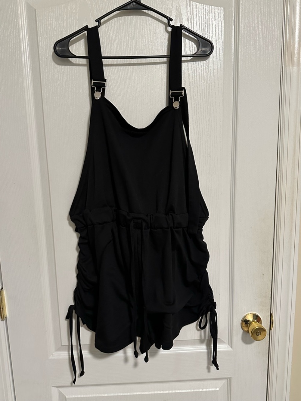 SHEIN Curve 3XL Black Romper Overalls Adjustable Strap Ruched Sides
